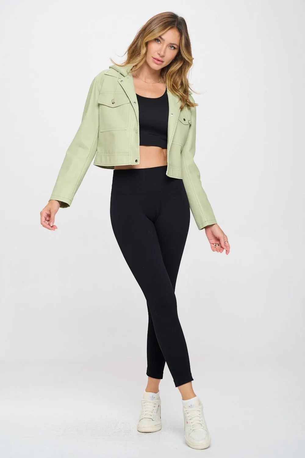 Coalition LA Snap Down Cropped Hooded Jacket