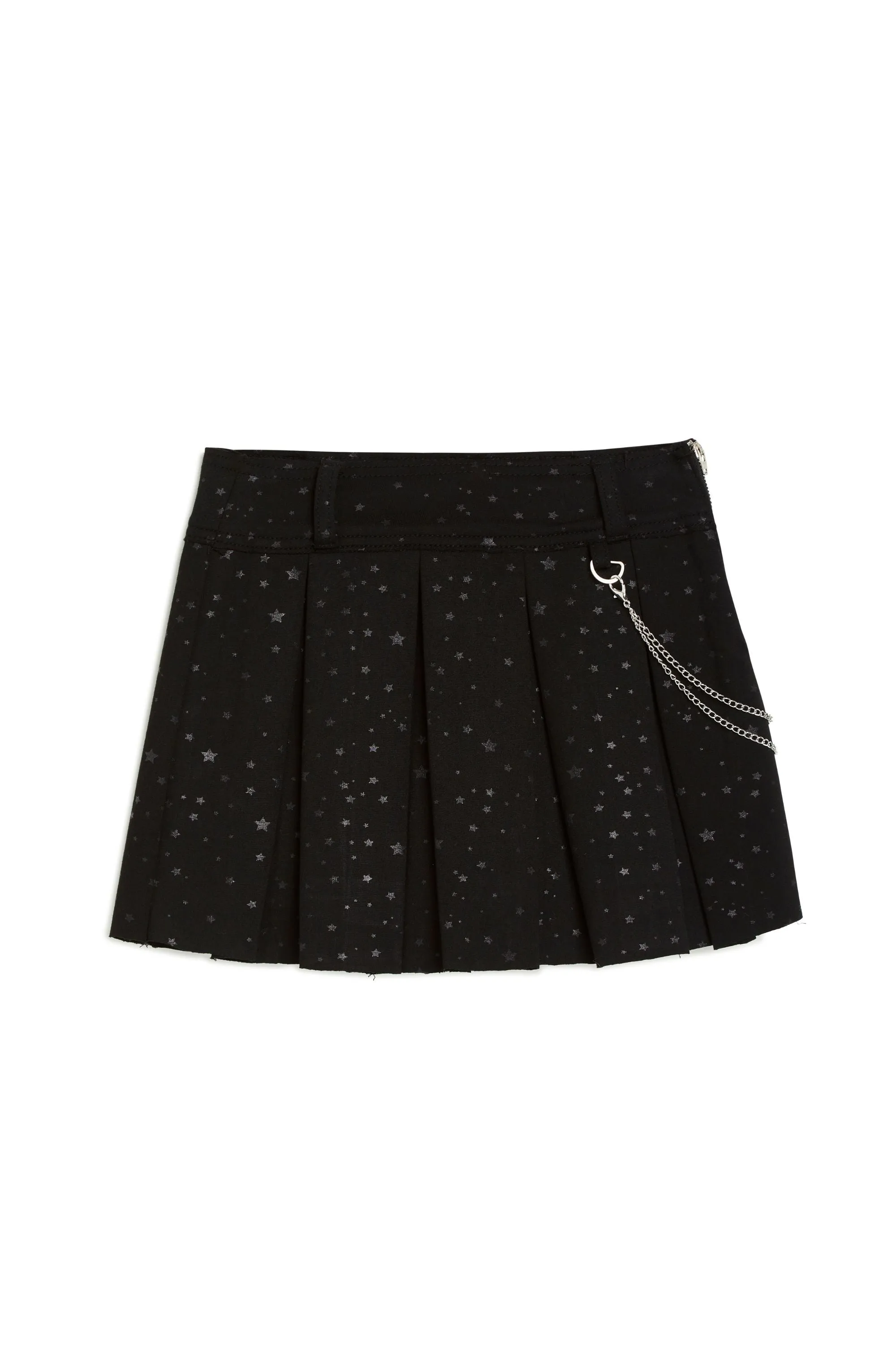 Coated Star Printed Ponte Pleated Skort