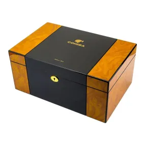 Cohiba Large Capacity Cigar Humidor Humidity Meter Baked Lacquer Applique Double Layer Cedar Wood