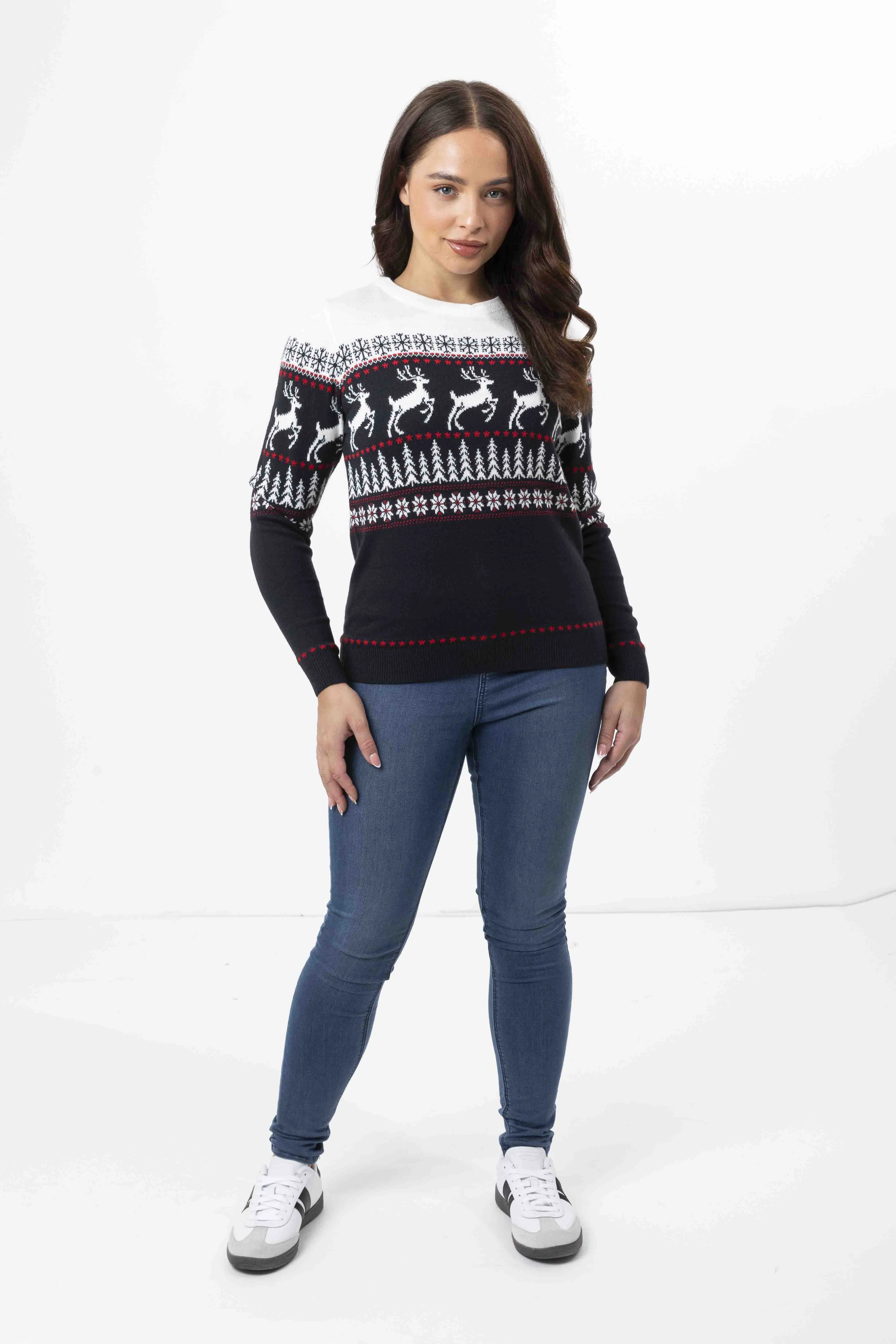 Contrast Colour Reindeer Christmas Jumper