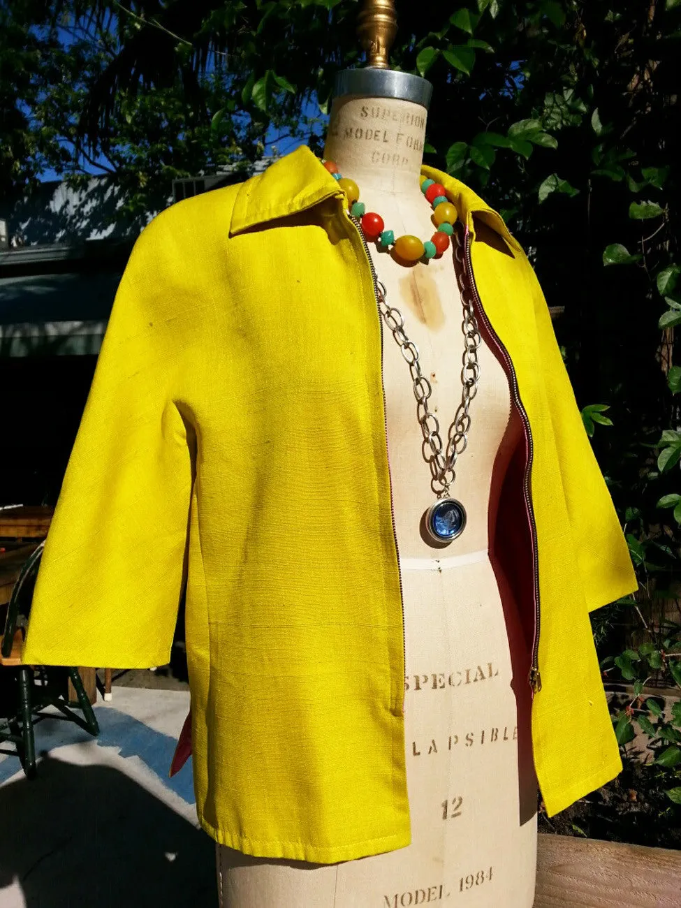 Couture Cut Peace Jacket Citron And Rainbow Swirl Long