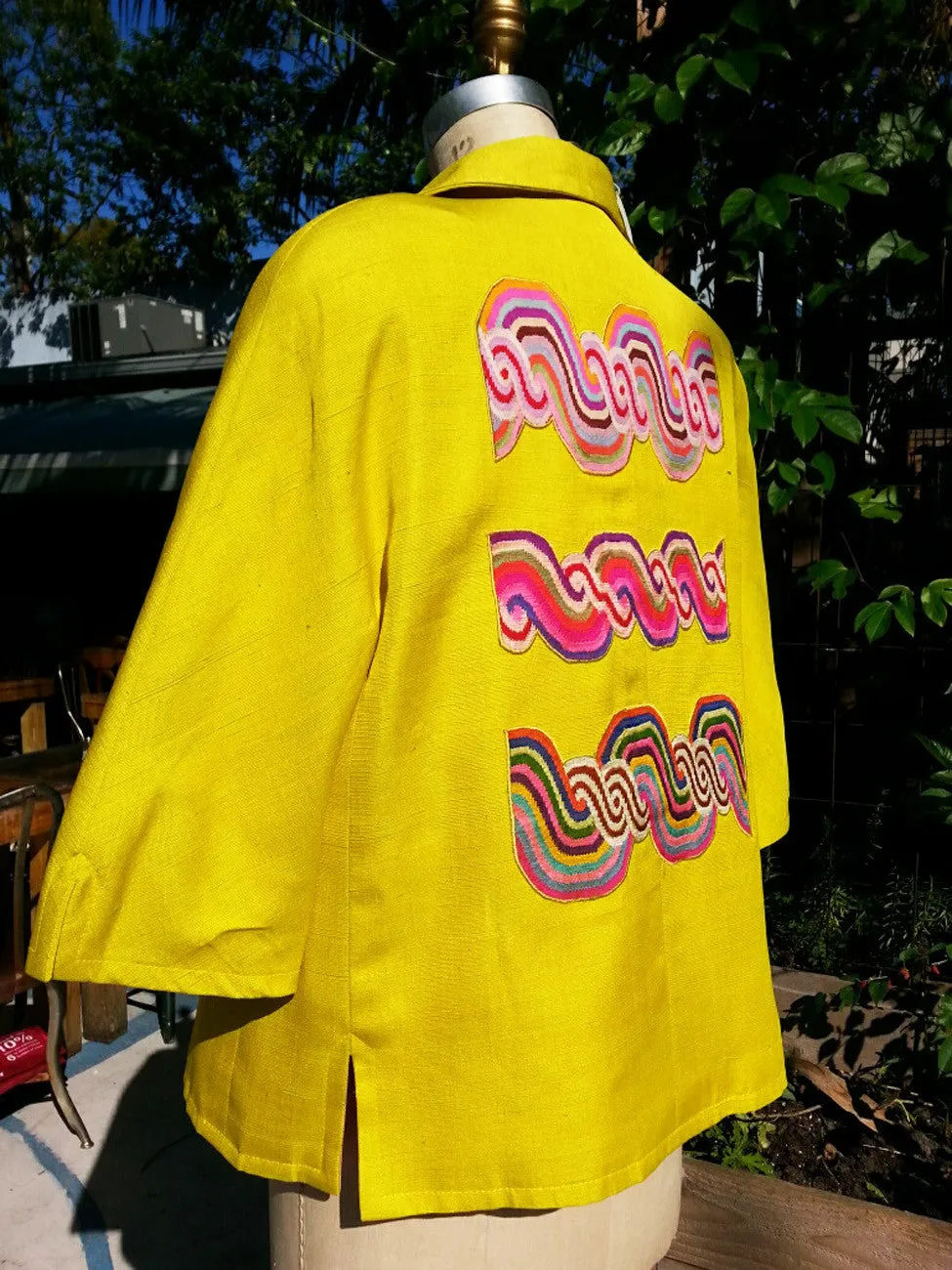 Couture Cut Peace Jacket Citron And Rainbow Swirl Long