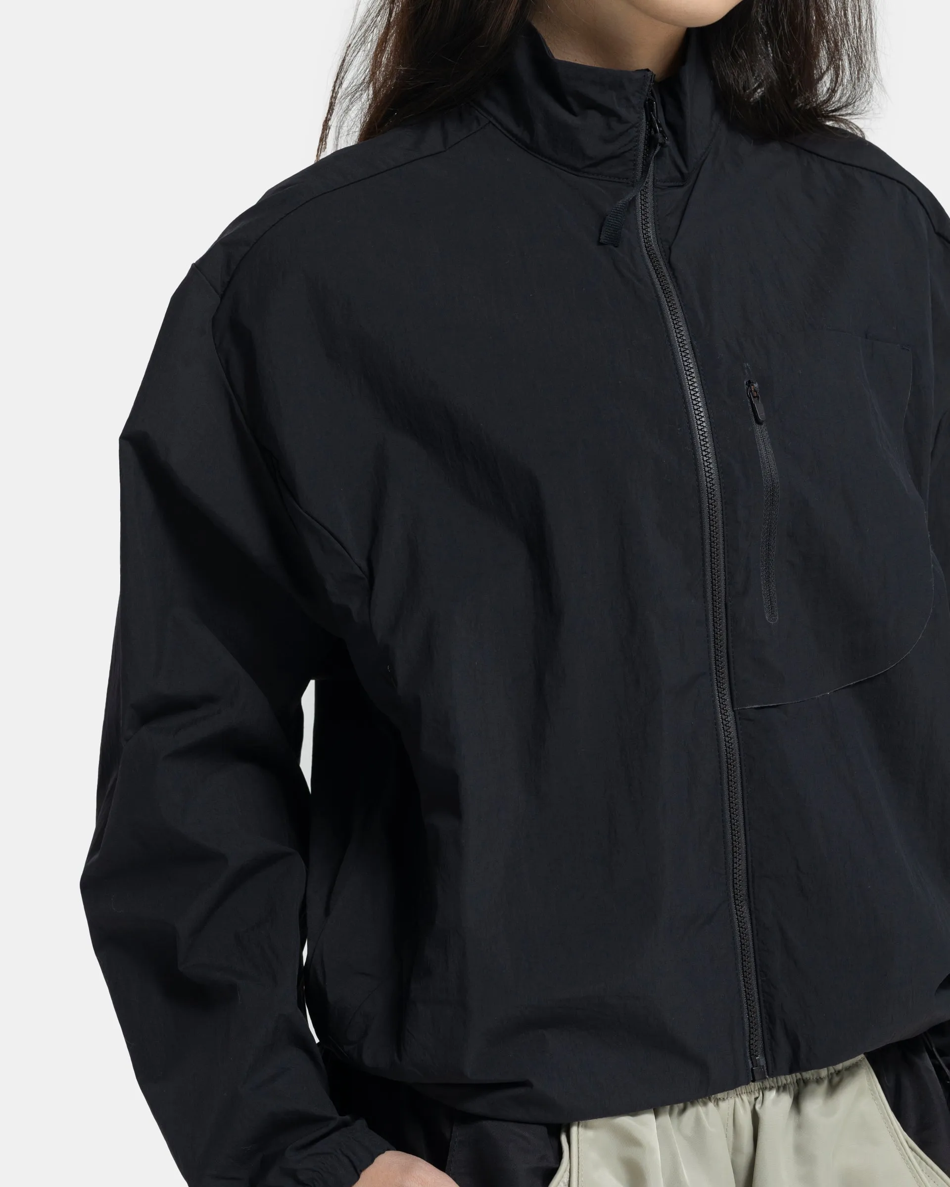 Cropped Recycled DWR Jacket in Black