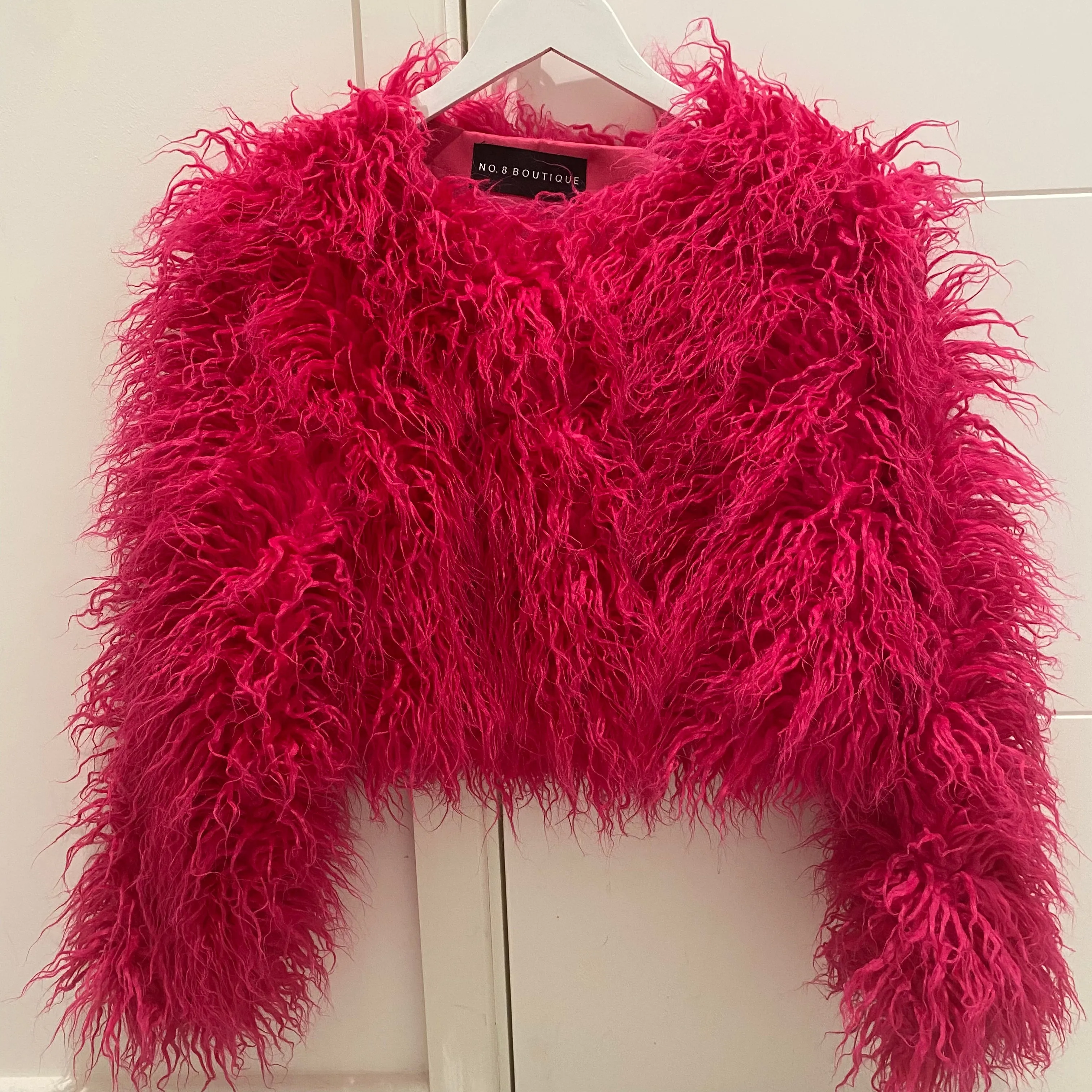 Cropped Shaggy Mongolian Faux Fur Jacket