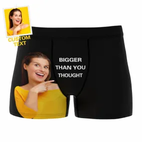 Custom Photo Boxer Shorts Personalized Text Underwear - 3 Colors