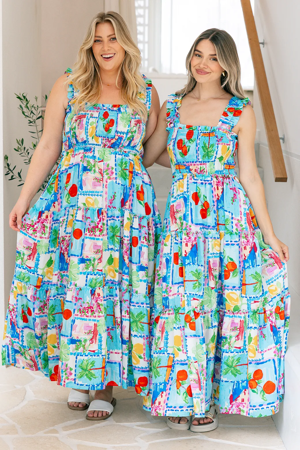 Darcey Shirred Maxi Dress Eleni Print