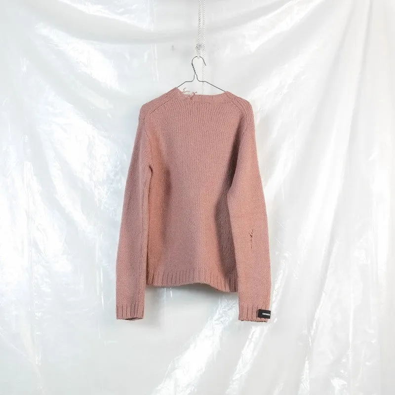 distressed crew neck jumper