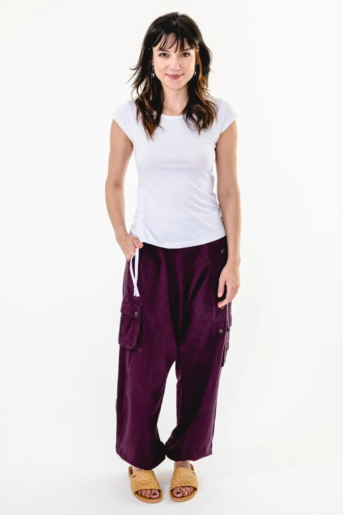 Drop Crotch Pants - Wine