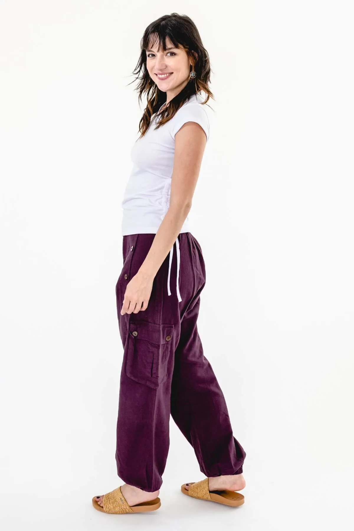 Drop Crotch Pants - Wine