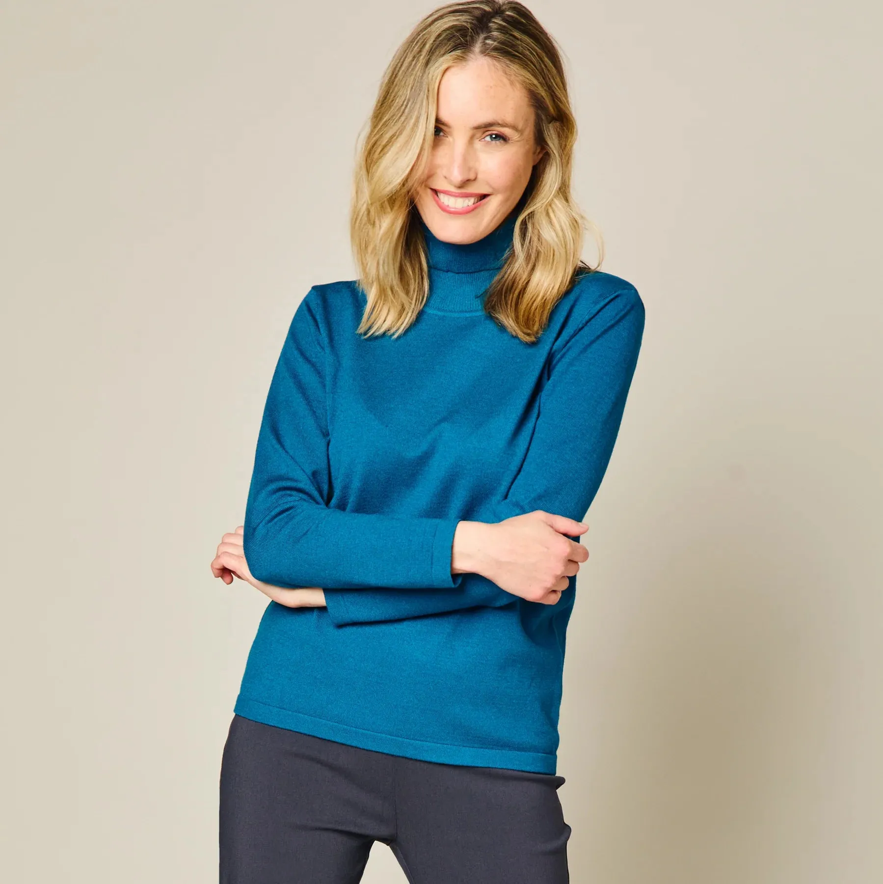 EMRECO Teal Roll Neck Jumper