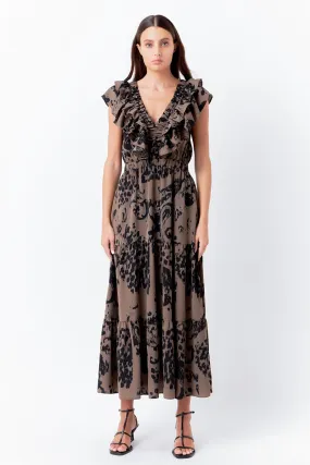 Endless Rose - Animal Printed Ruffled Maxi Dress