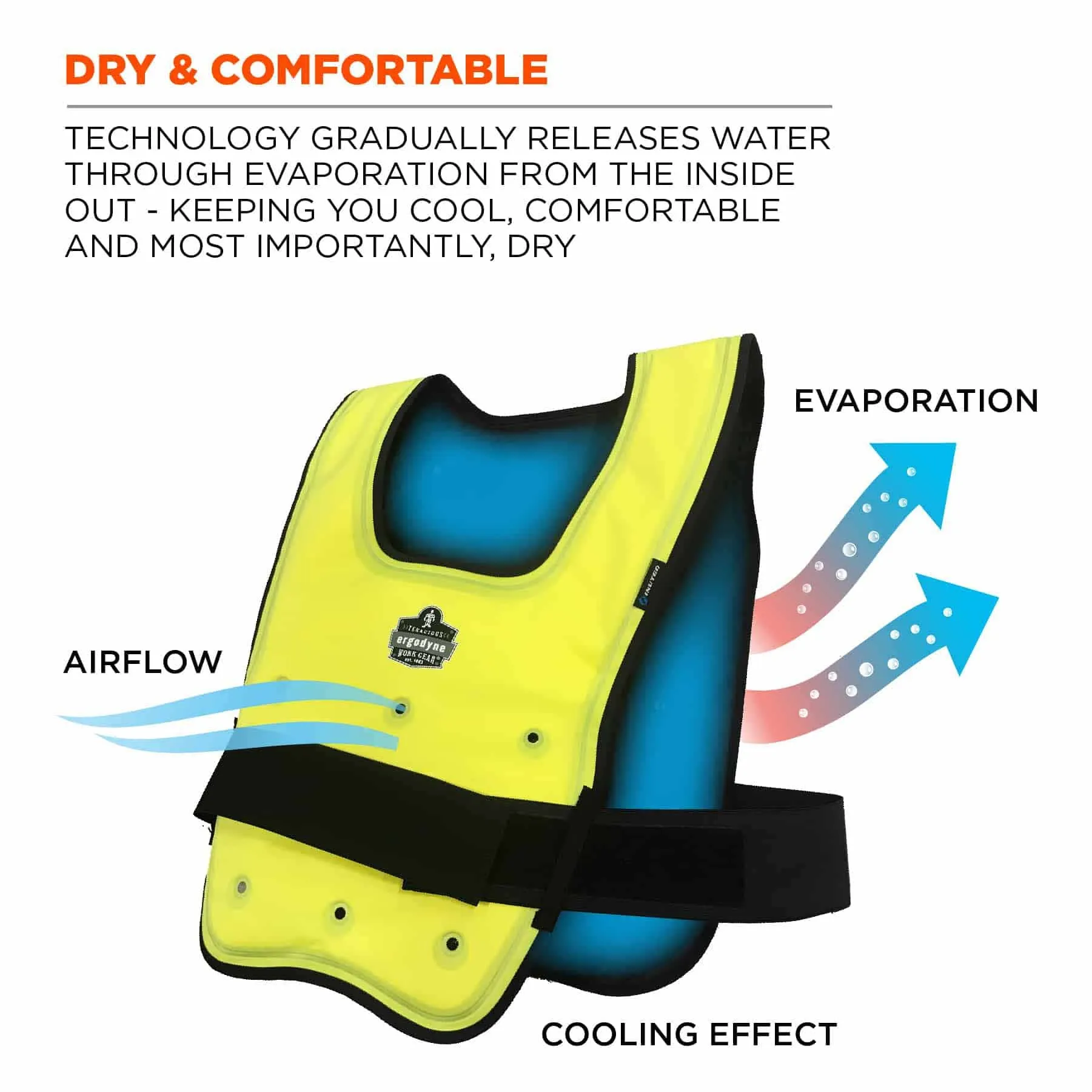 Ergodyne 12685 6687 L/XL Lime Economy Dry Evaporative Cooling Vest - Elastic