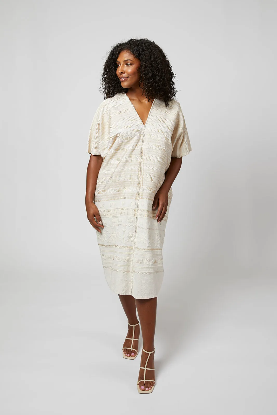 Espiritu Embroidered Guatemalan Kaftan - Ivory