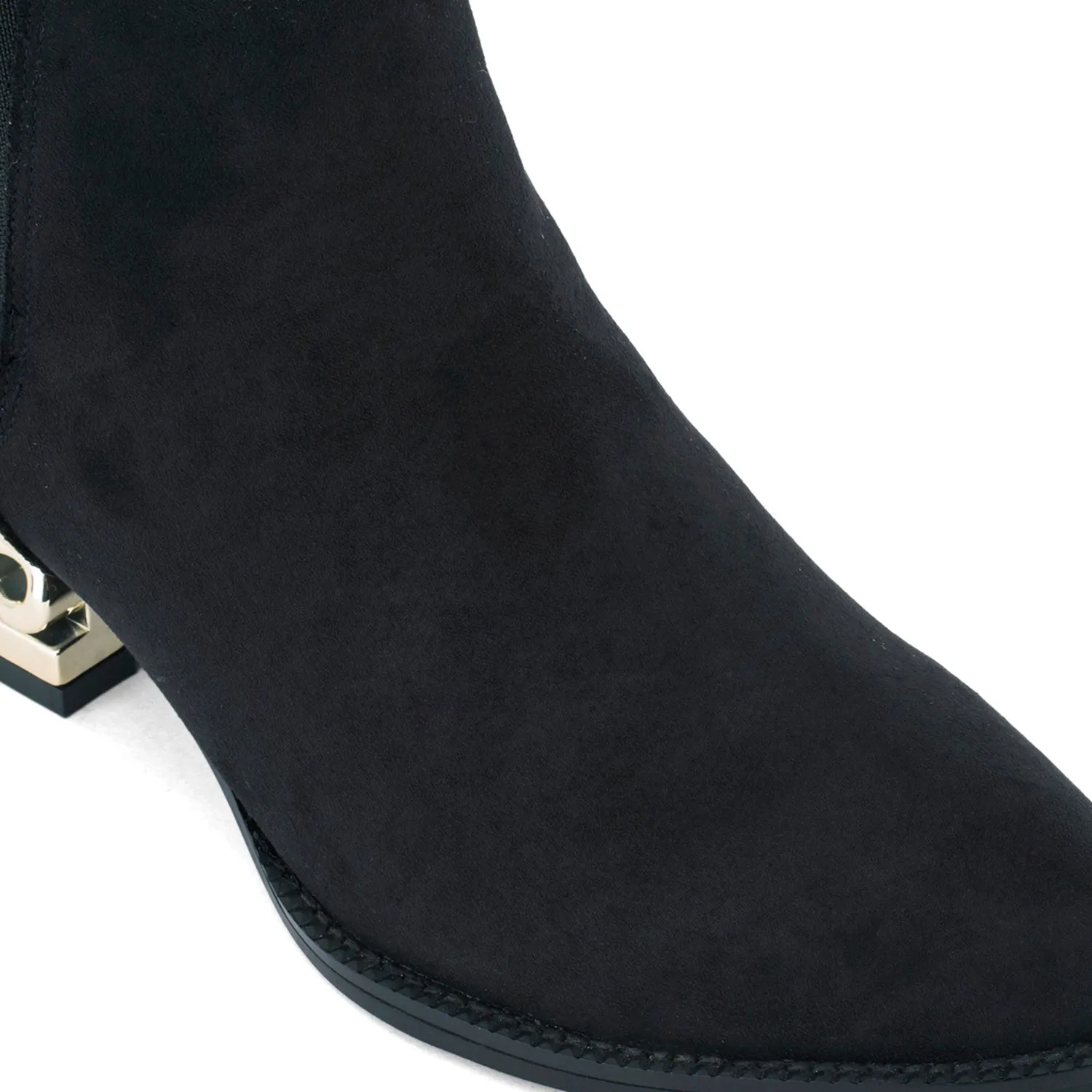 Faux Suede Chain Detail Flat Ankle Boots