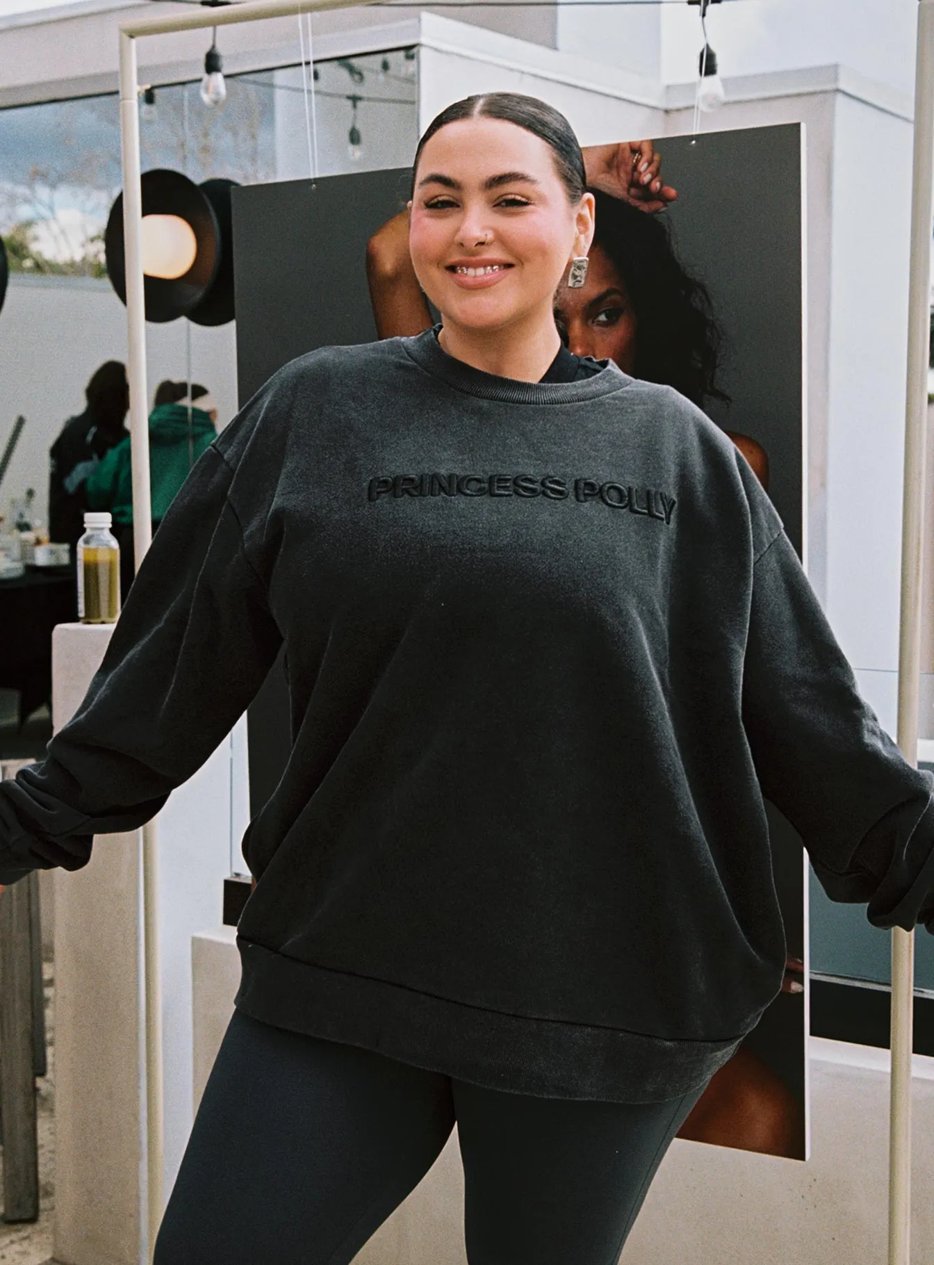 Fearlessness Activewear Crew Neck Sweatshirt Black Curve