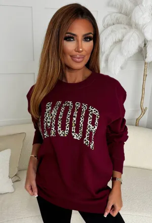 Fierce Love Burgundy Leopard Print Amour Sweatshirt