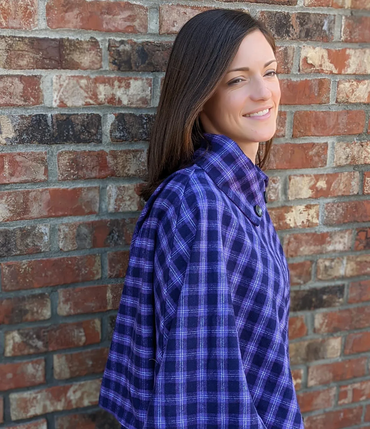 Flannel Poncho - Purple Maze