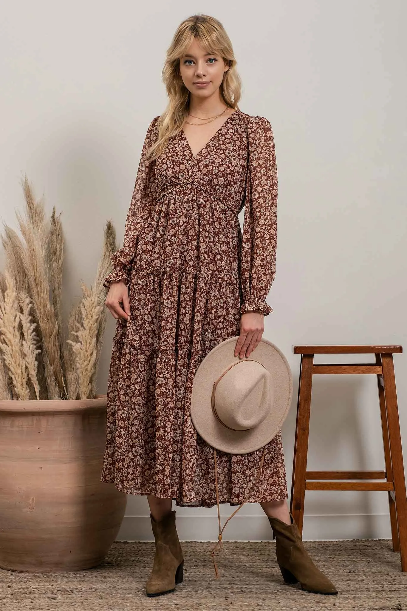 Floral Surplice Maxi Dress