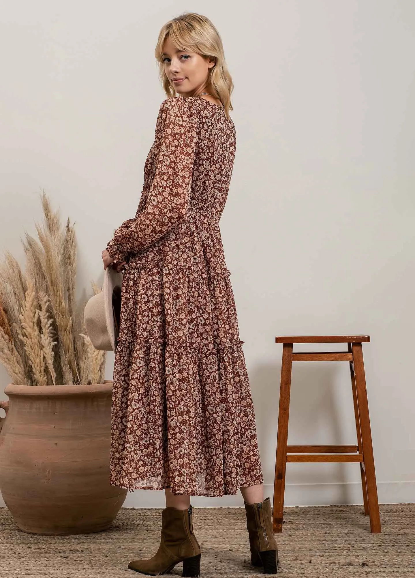 Floral Surplice Maxi Dress