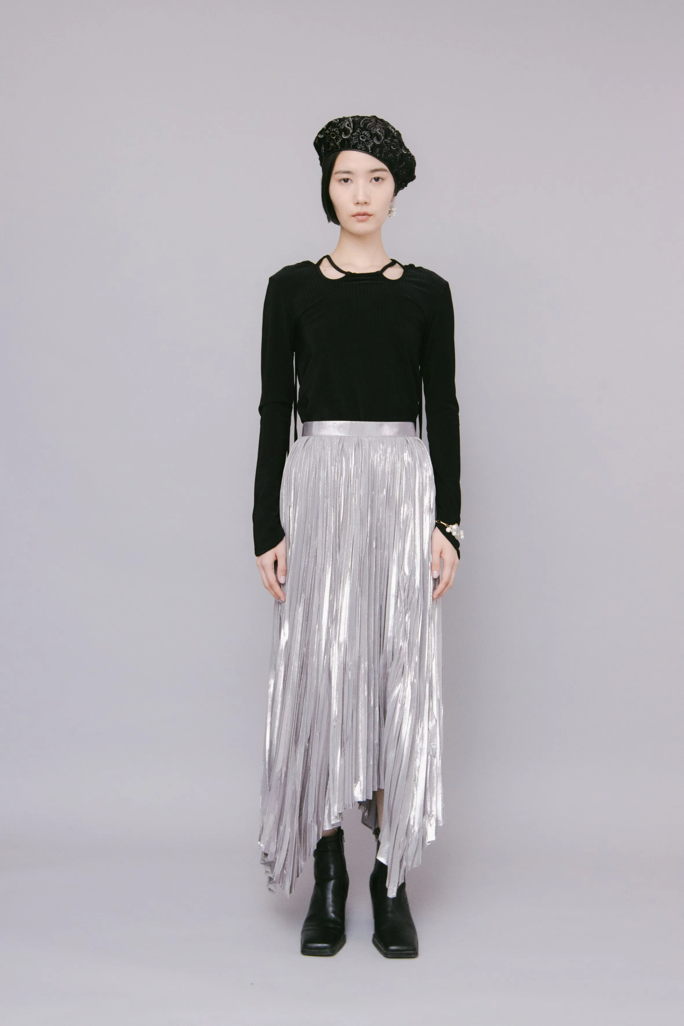 Frost pleated skirt (Silver)