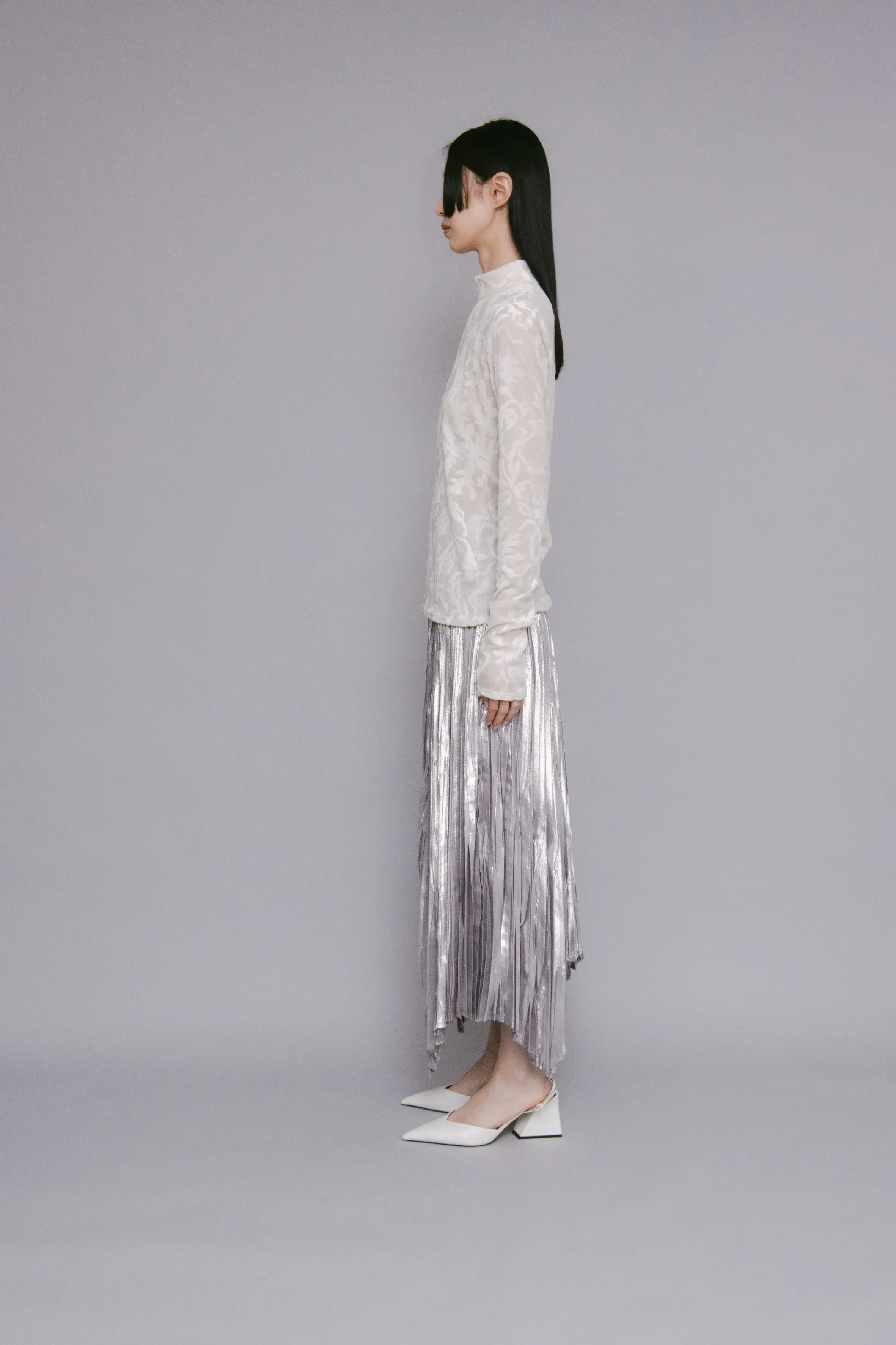 Frost pleated skirt (Silver)