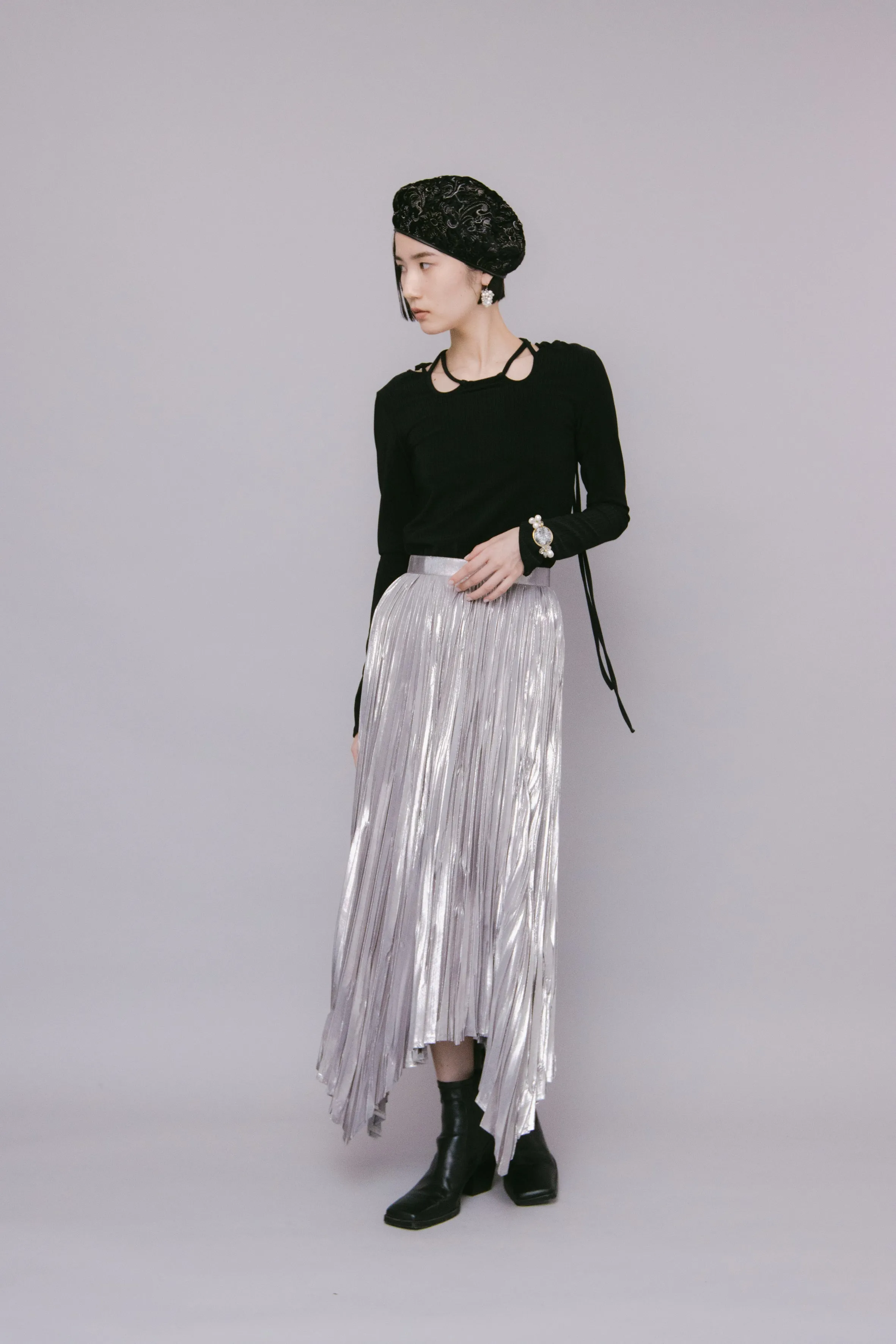 Frost pleated skirt (Silver)