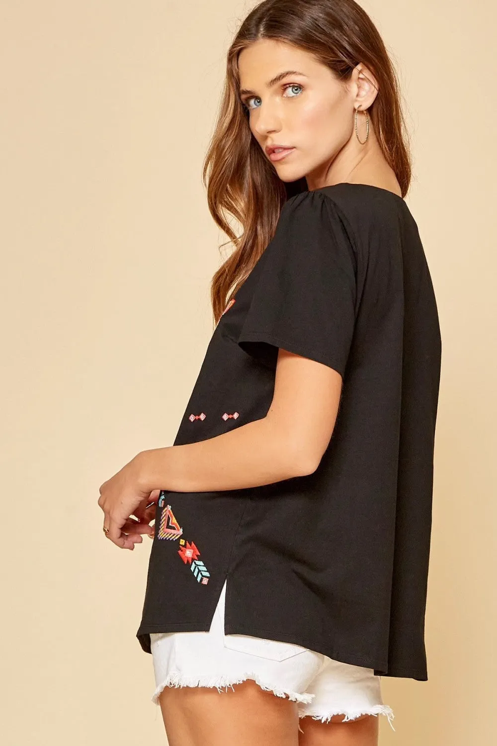 Geometric Embroidered Top