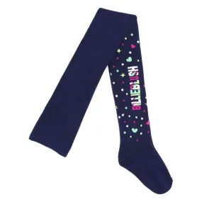 Girls Navy Hearts Tights