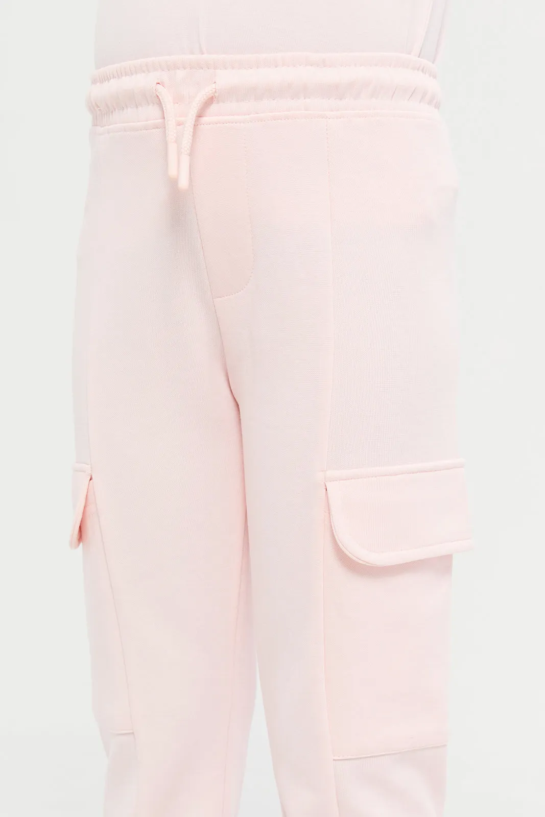 Girls Pink Cargo Track Pants