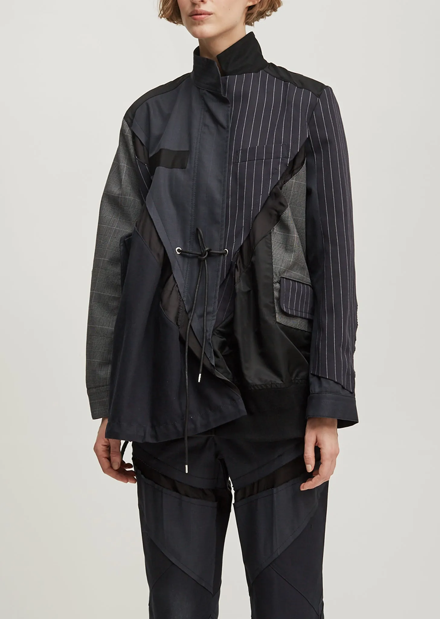 Glencheck Pinstripe Panel Jacket