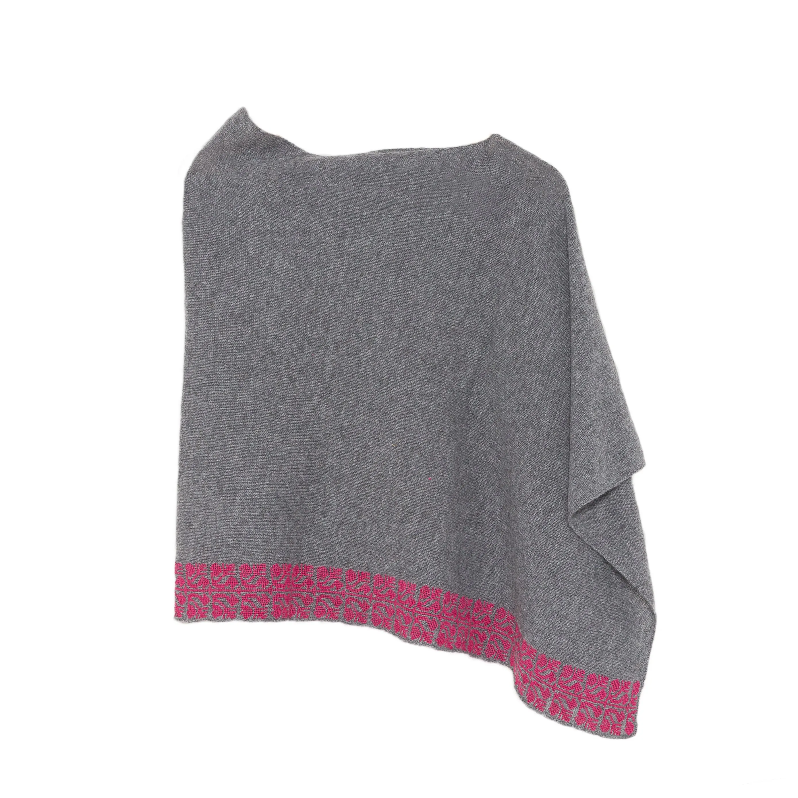 GRAY CASHMERE PONCHO