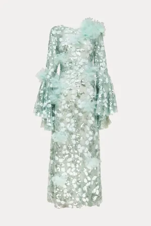 green carnation sequin gown