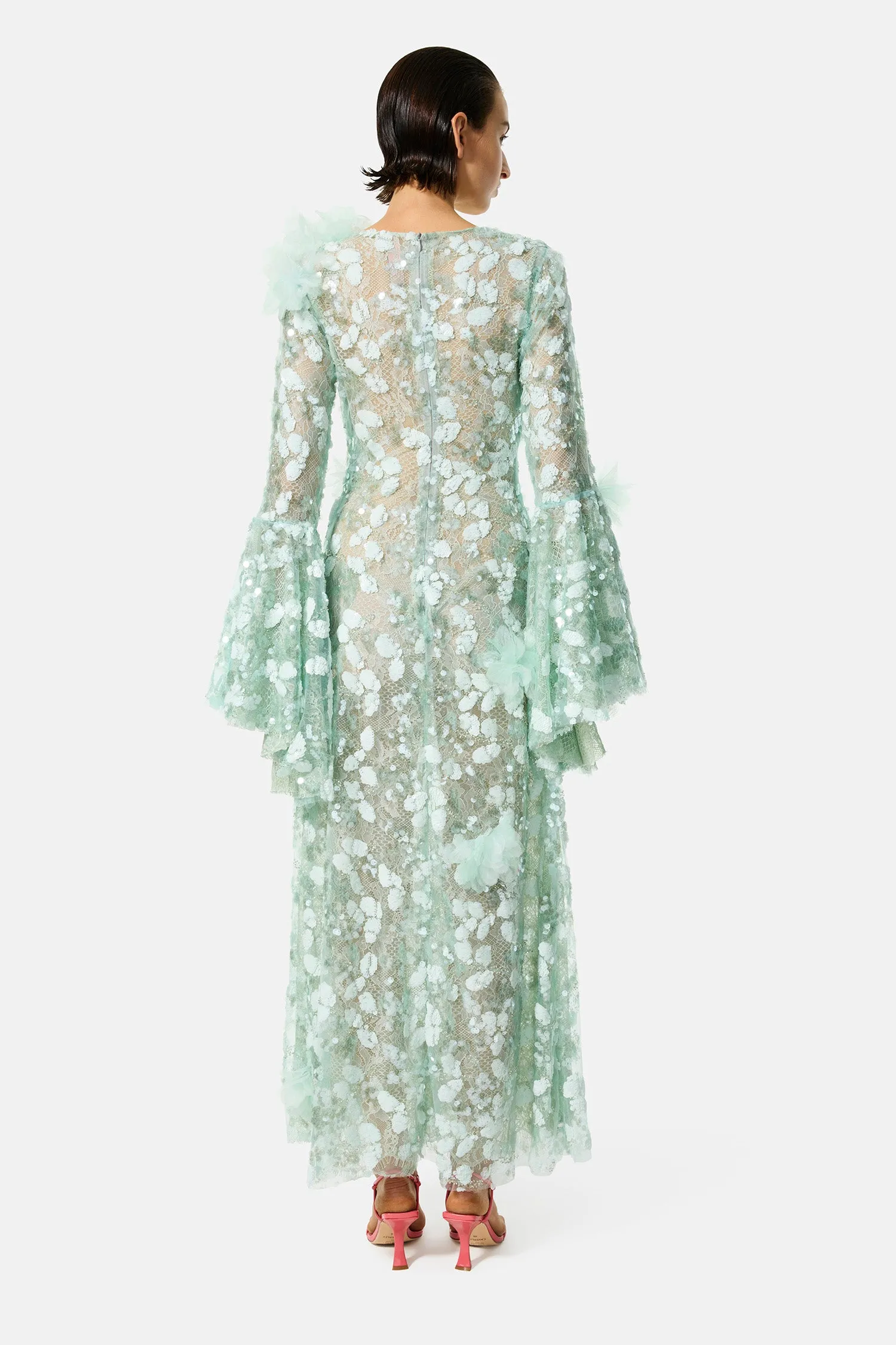 green carnation sequin gown