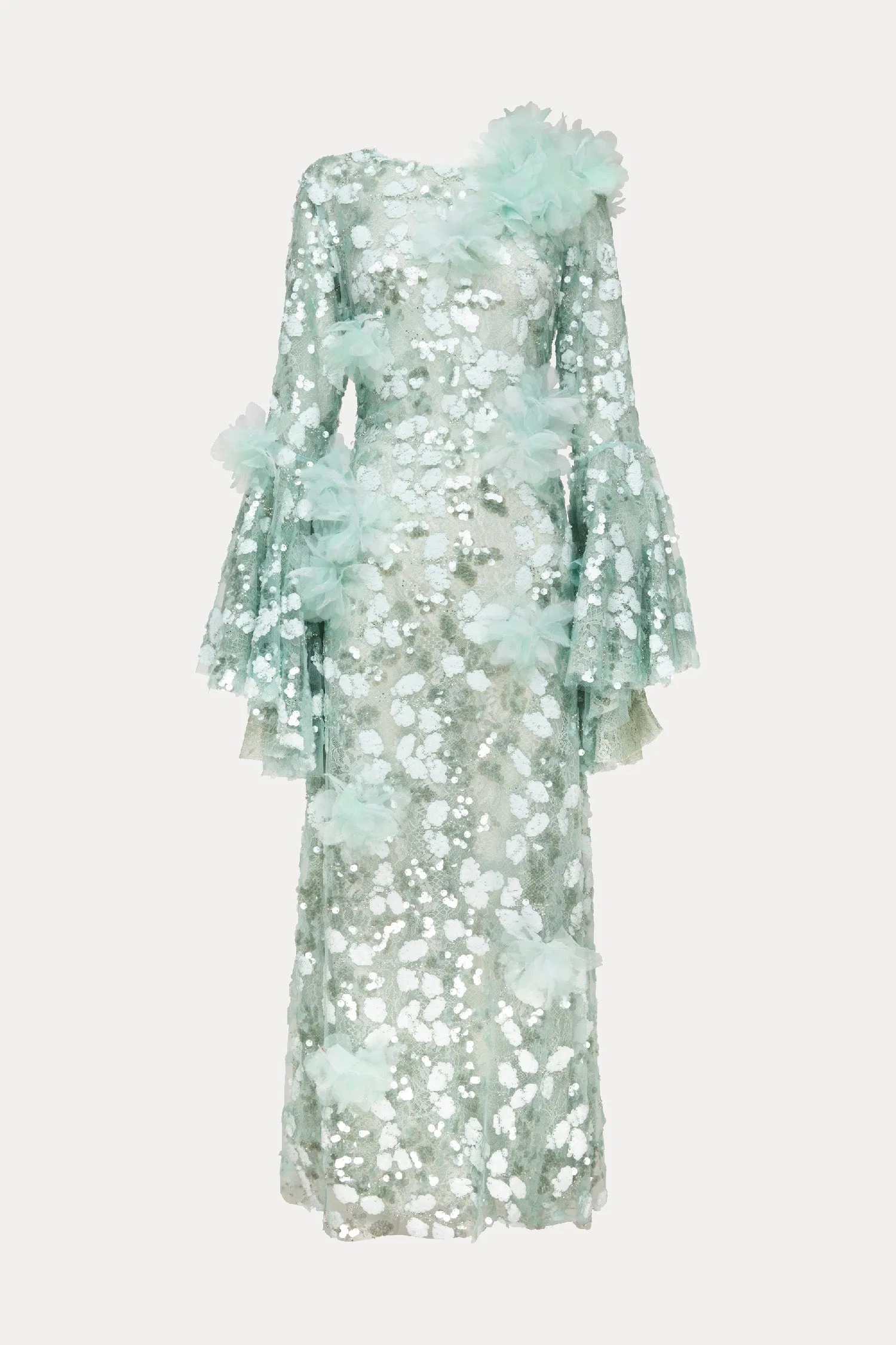 green carnation sequin gown