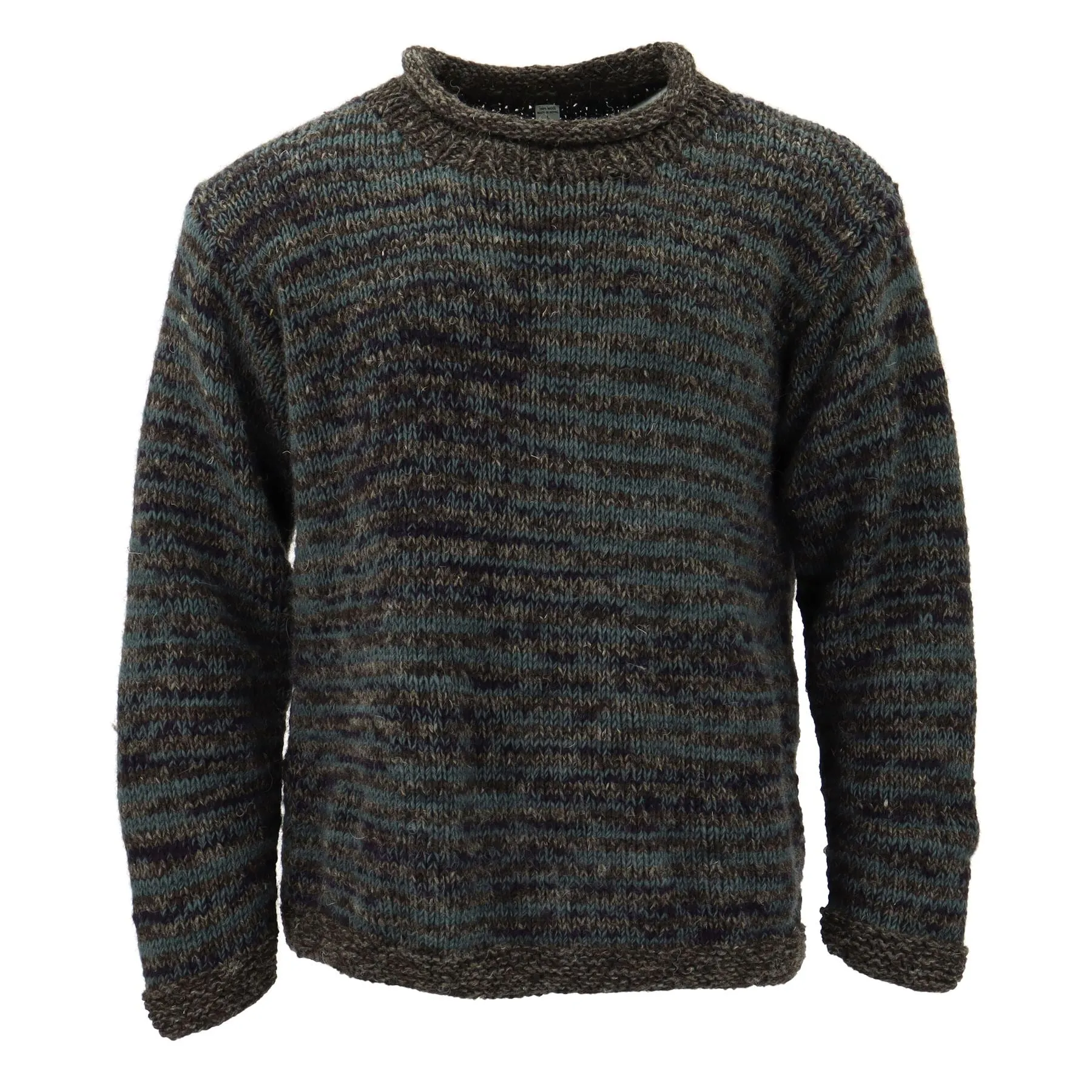 Hand Knitted Wool Space Dye Jumper - Grey Mix