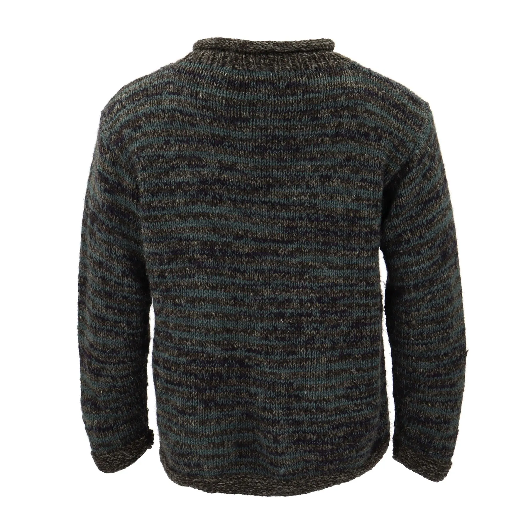 Hand Knitted Wool Space Dye Jumper - Grey Mix