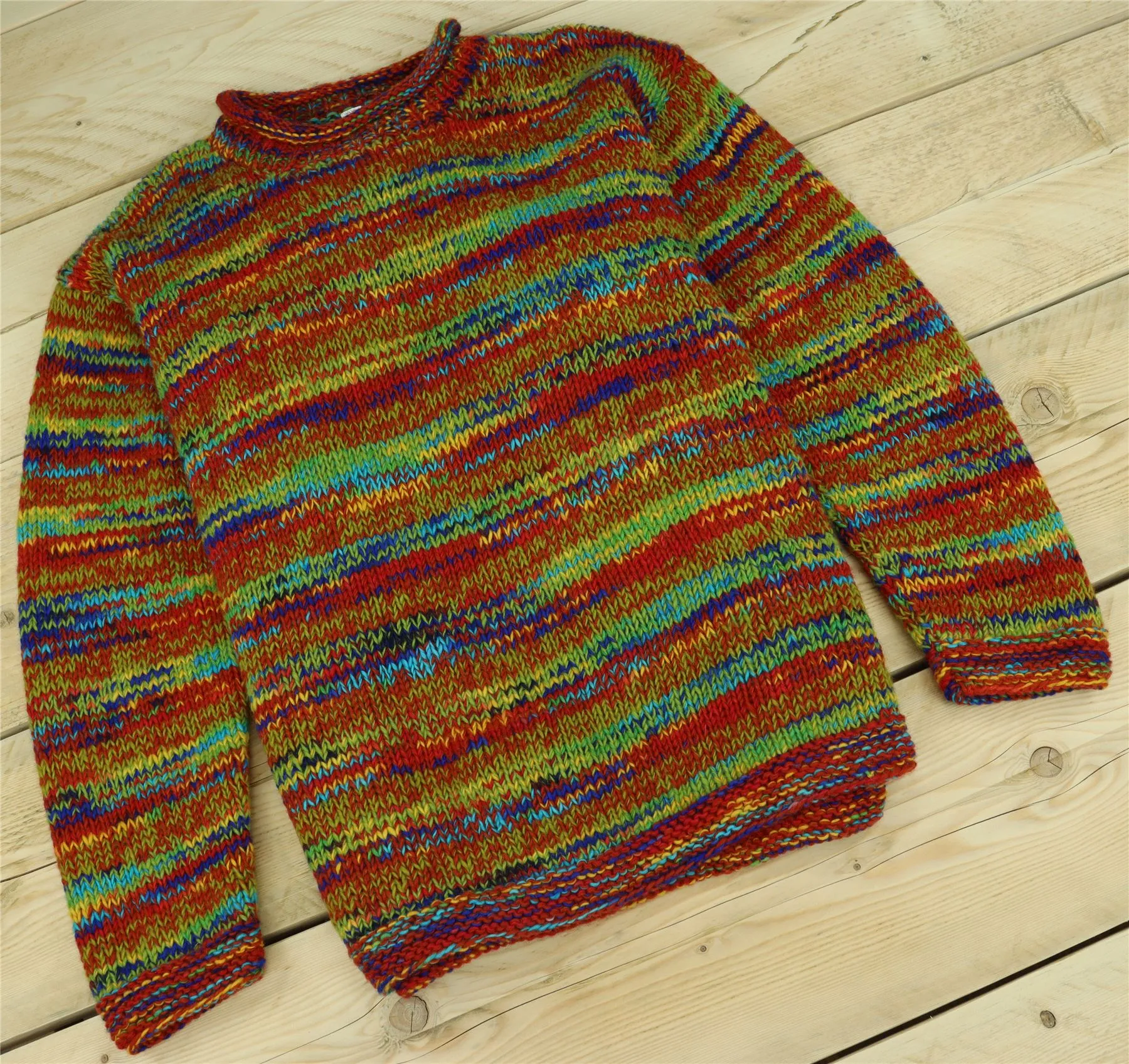 Hand Knitted Wool Space Dye Jumper - Multi Mix