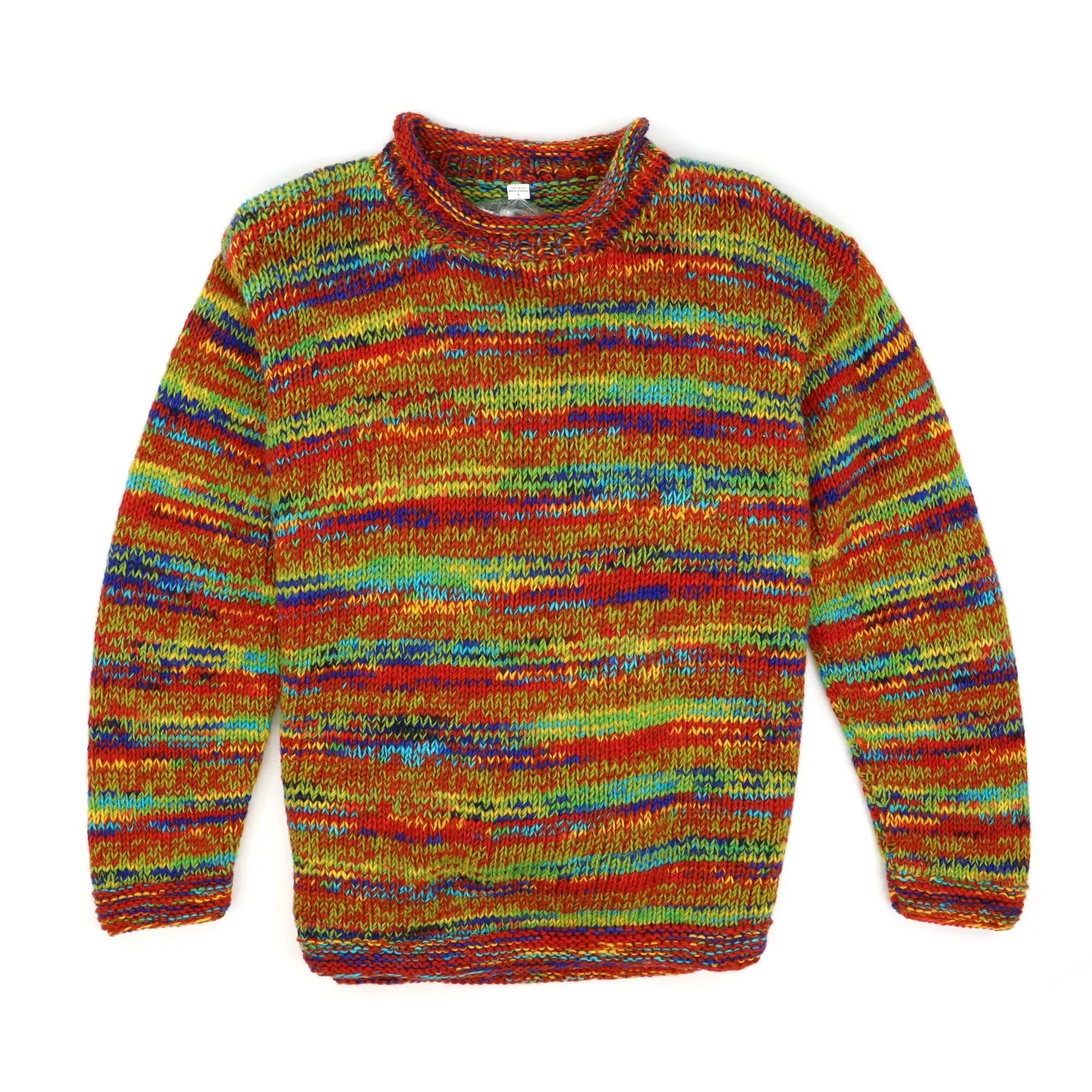 Hand Knitted Wool Space Dye Jumper - Multi Mix