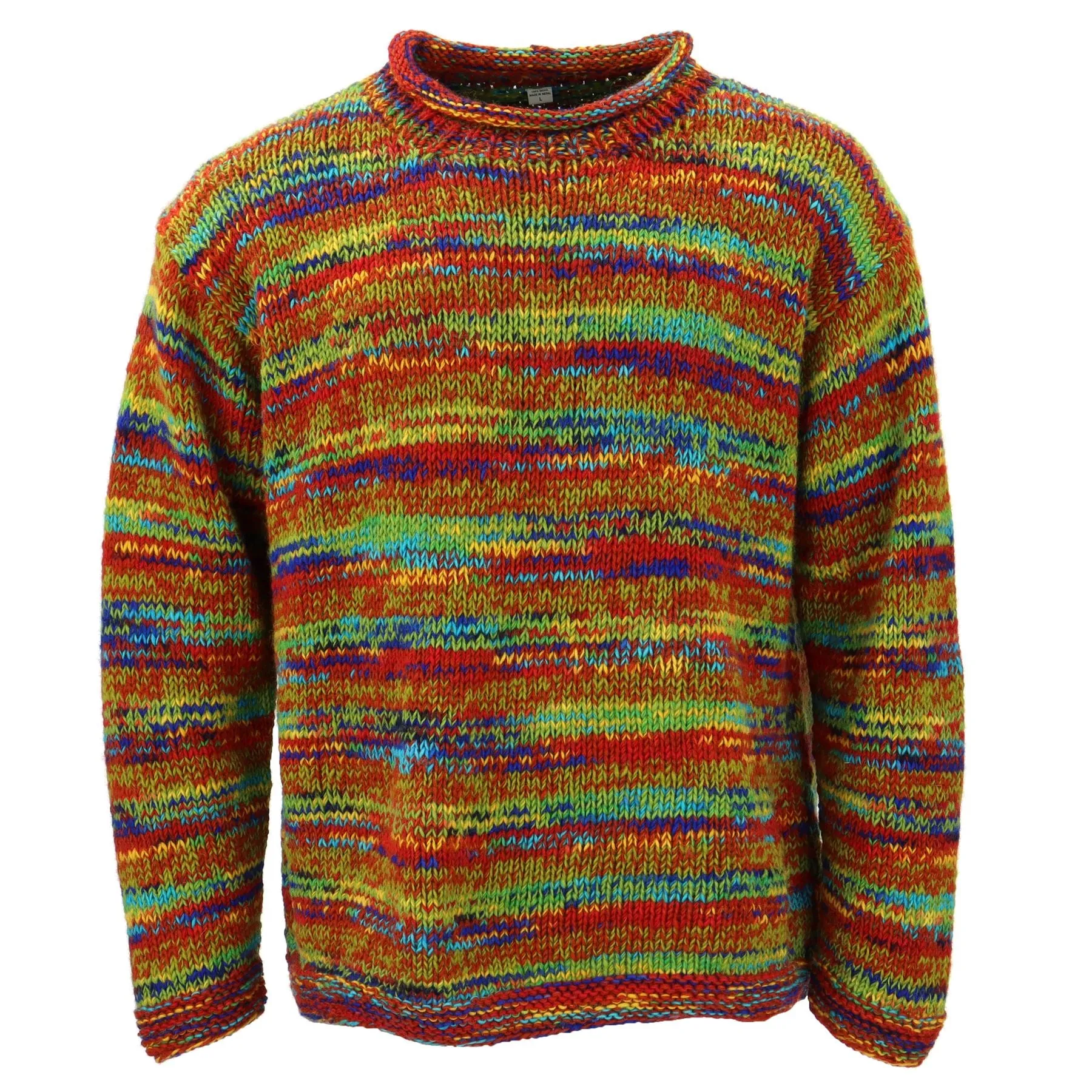 Hand Knitted Wool Space Dye Jumper - Multi Mix