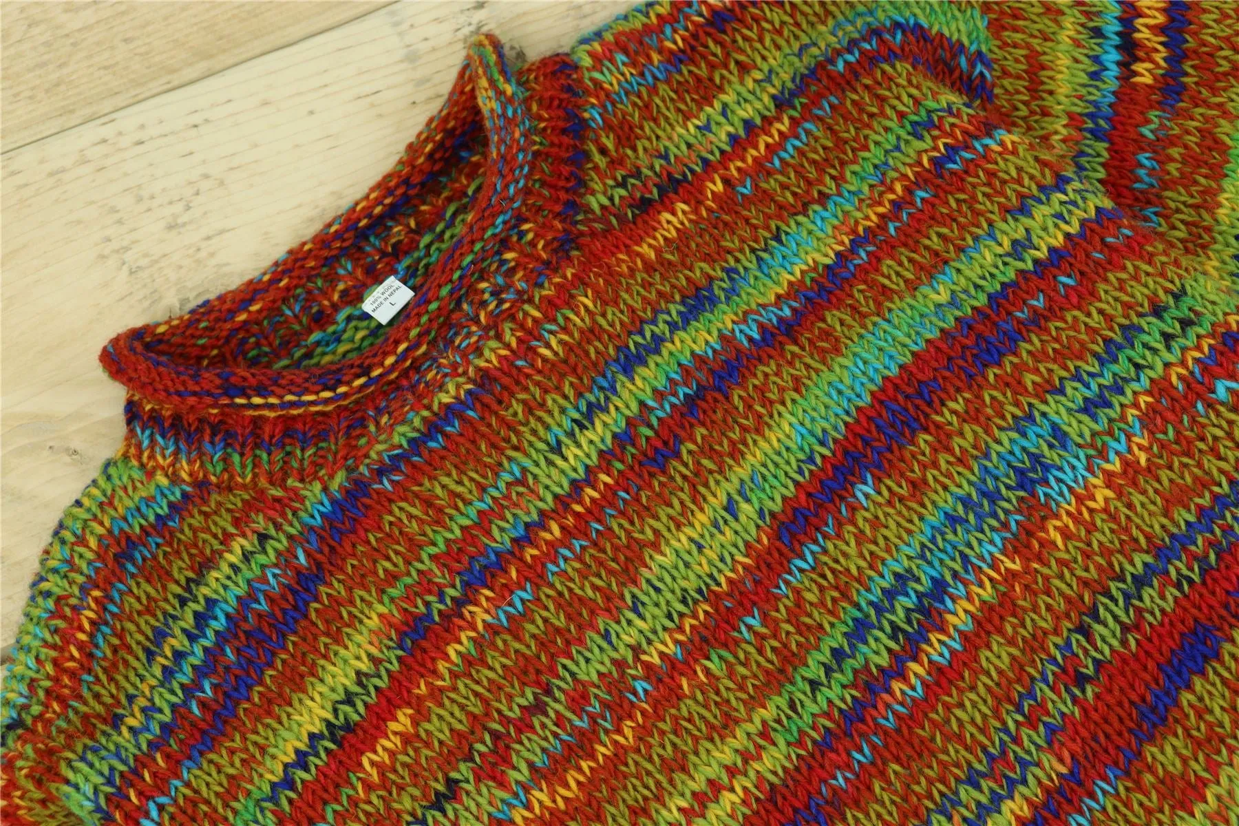 Hand Knitted Wool Space Dye Jumper - Multi Mix