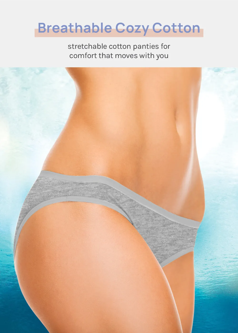 Her. Cotton Stretch Bikini - Grey