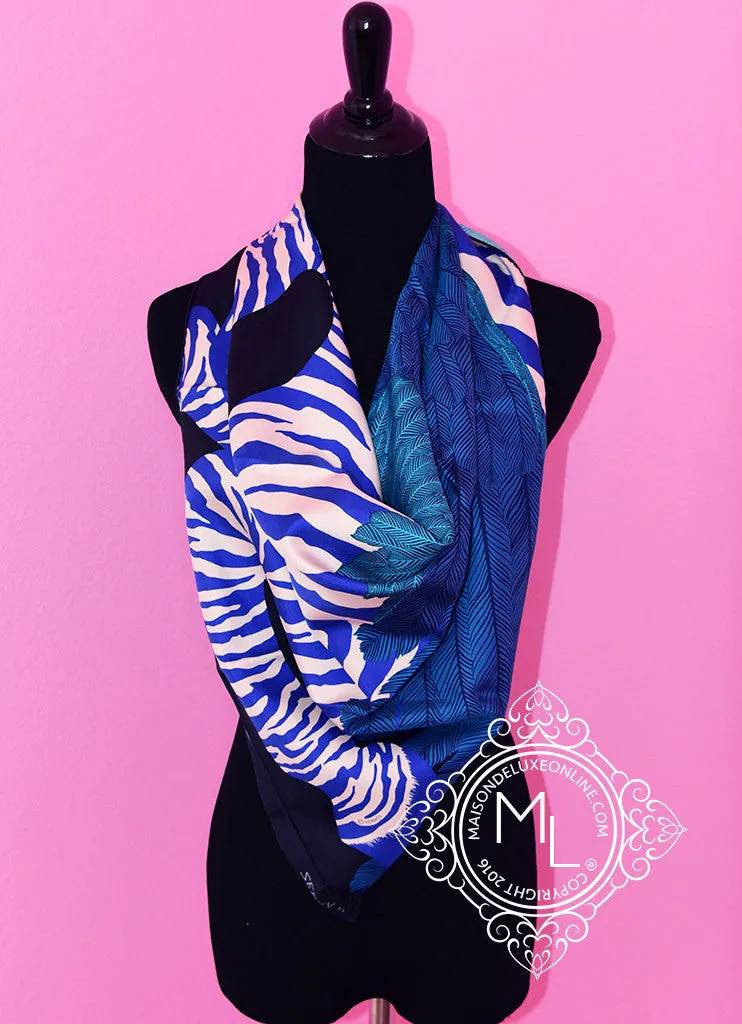 Hermes Twill Silk 90 cm Zebra Pegasus Scarf