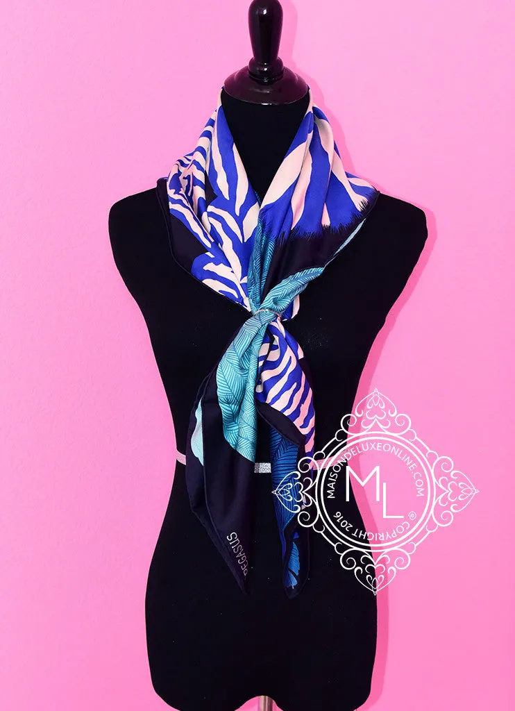 Hermes Twill Silk 90 cm Zebra Pegasus Scarf