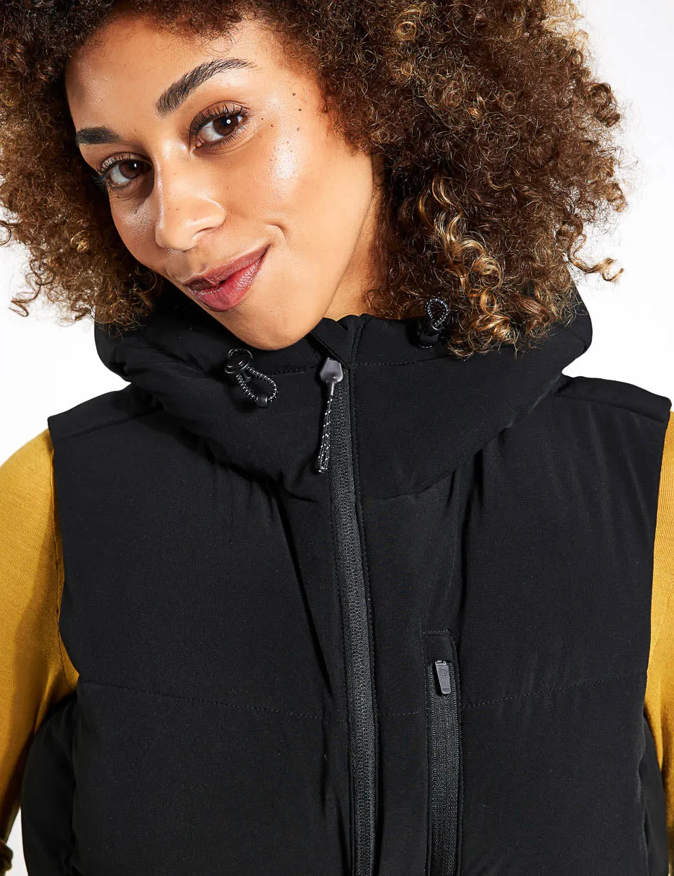 Hooded Cropped Puffer Gilet - Black