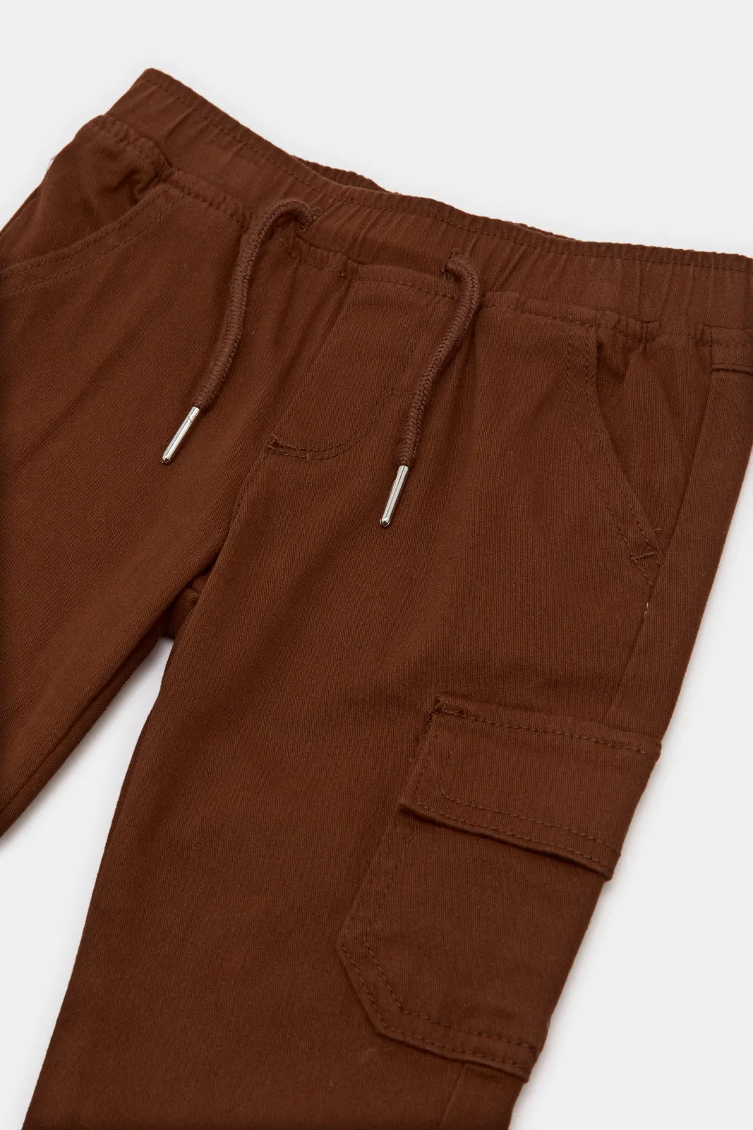 Infant Boys Brown Twill Cargo Joggers