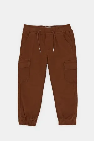 Infant Boys Brown Twill Cargo Joggers