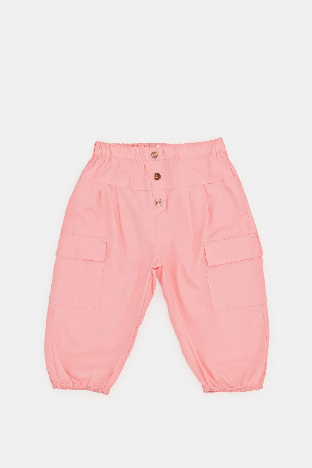 Infant Girls Pink Poplin Side Pockets Trousser