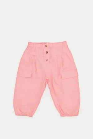 Infant Girls Pink Poplin Side Pockets Trousser