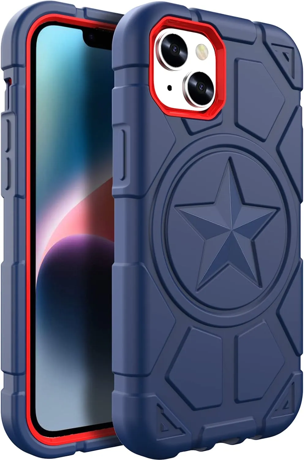 iPhone 14 Pro Max Case 6.7 Inch, Military Grade Drop Protection Navy Blue Red