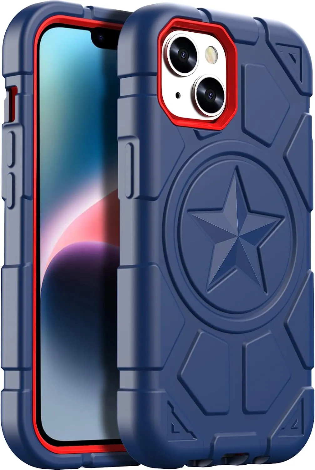 iPhone 14 Pro Max Case 6.7 Inch, Military Grade Drop Protection Navy Blue Red